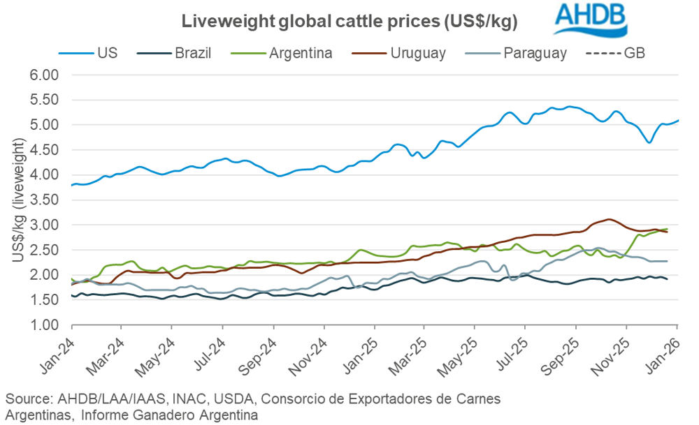 Global cattle prices
